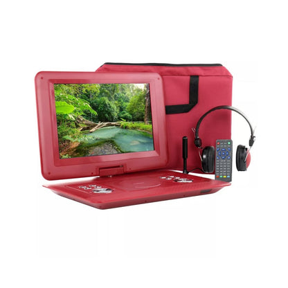 Trexonic 14.1 Inch Portable DVD with TV Tuner Player with Swivel TFT LCD Screen and USB,SD,AV,HDMI Inputs - Red