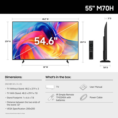 Samsung M70H 55" Class (54.6" Diag.) 4K Ultra HD Smart Mini LED TV UN55M70HAFXZA
