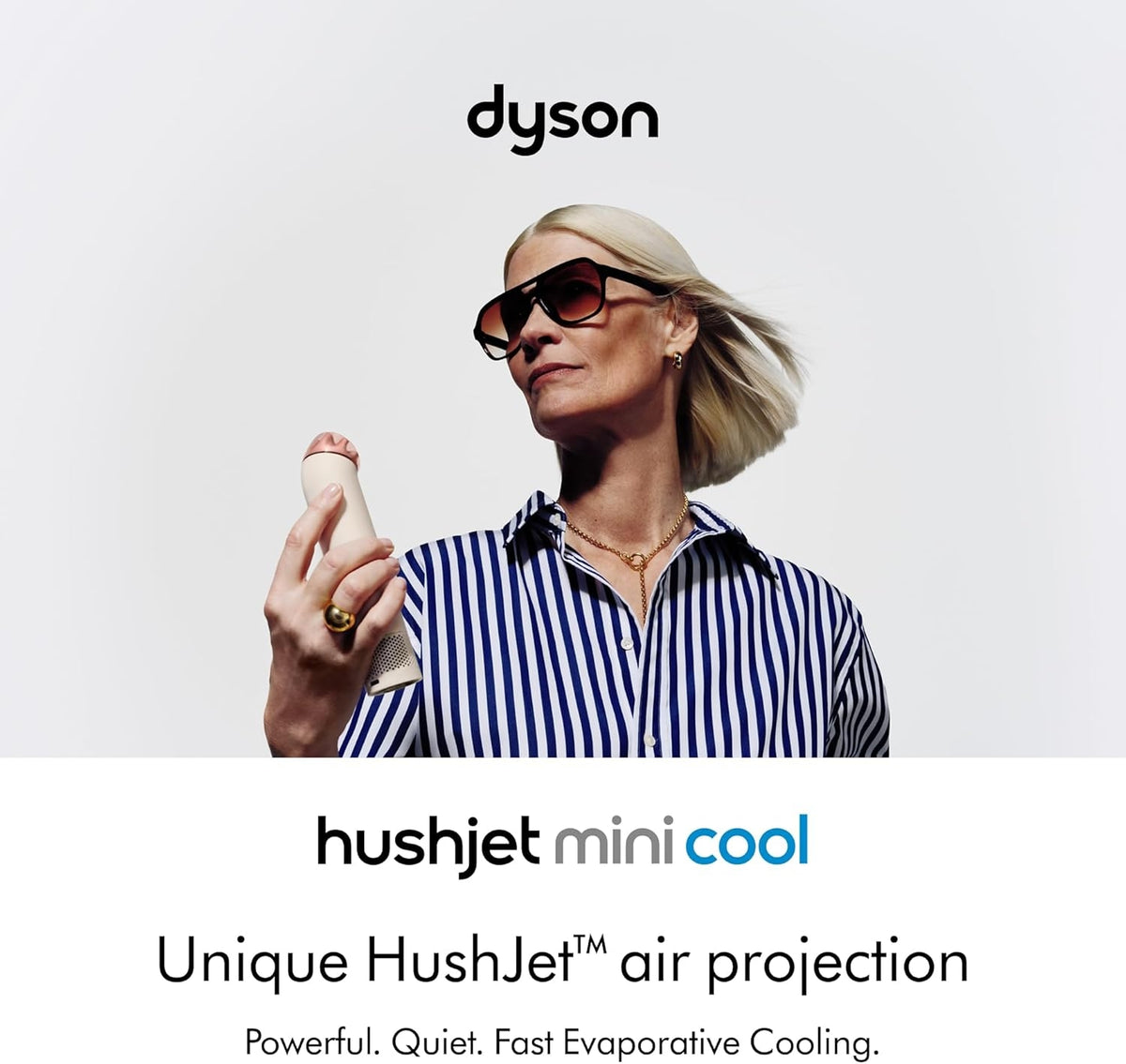 Dyson 3-in-1 HushJet Mini Bladeless Personal Fan, Up to 55mph Airflow, 5 Speeds + Boost Stone/Blush