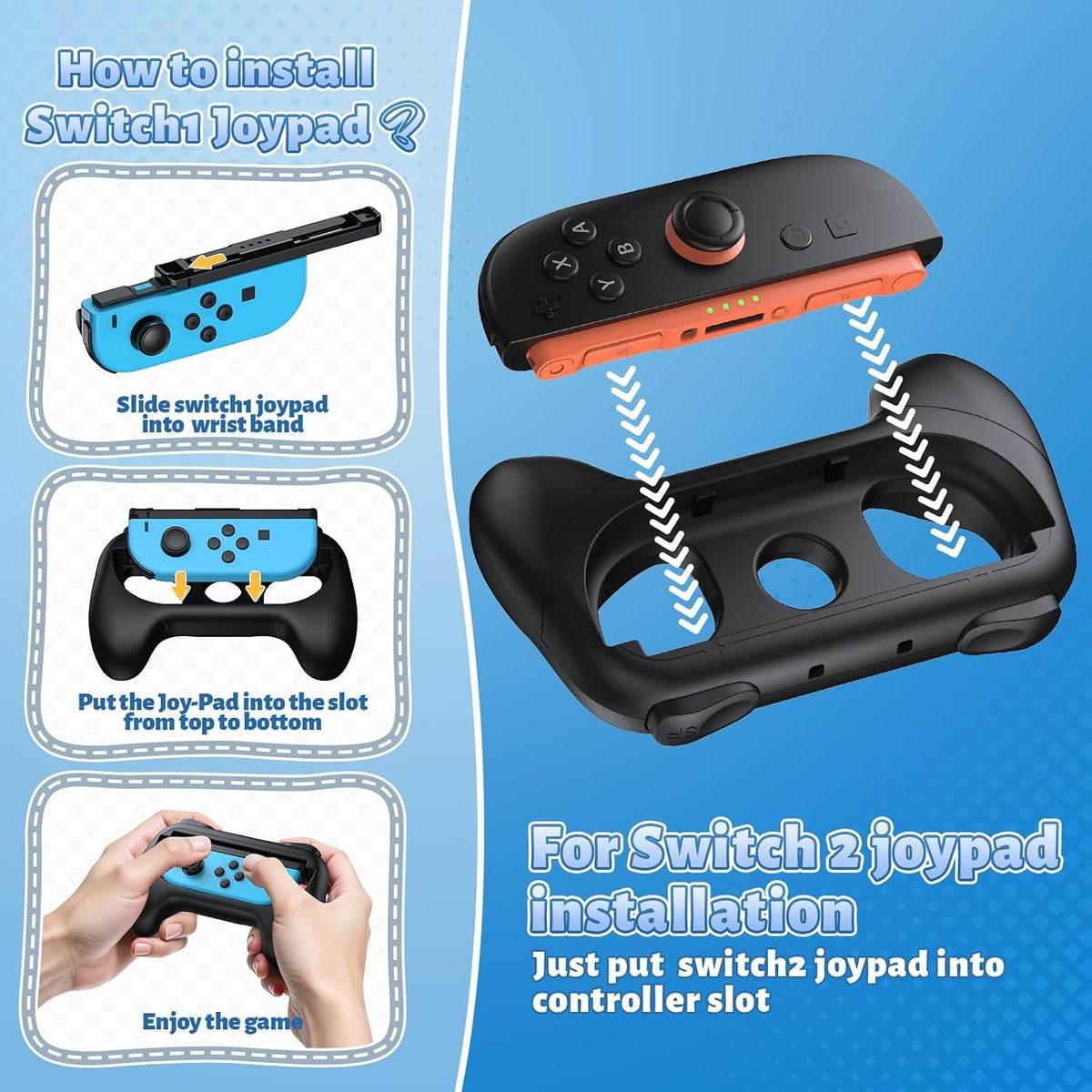 FASTSNAIL Switch Controller Grips for Nintendo Switch 2/1/OLED for Joy-Con