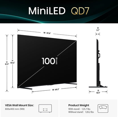 Hisense 100" Class QD7 Series MiniLED QLED 4K UHD HDR Smart Fire TV (2025) 100QD7QF