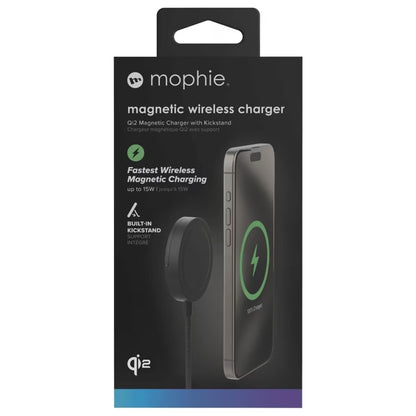 Mophie Qi2 Magnetic Wireless Charger with Kickstand, 15W Fast Charge