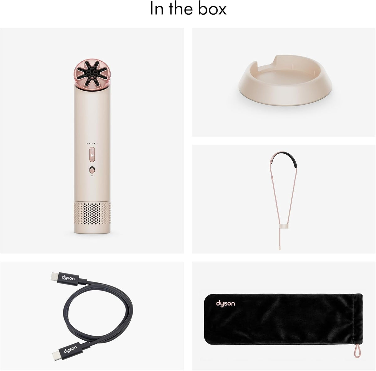 Dyson 3-in-1 HushJet Mini Bladeless Personal Fan, Up to 55mph Airflow, 5 Speeds + Boost Stone/Blush
