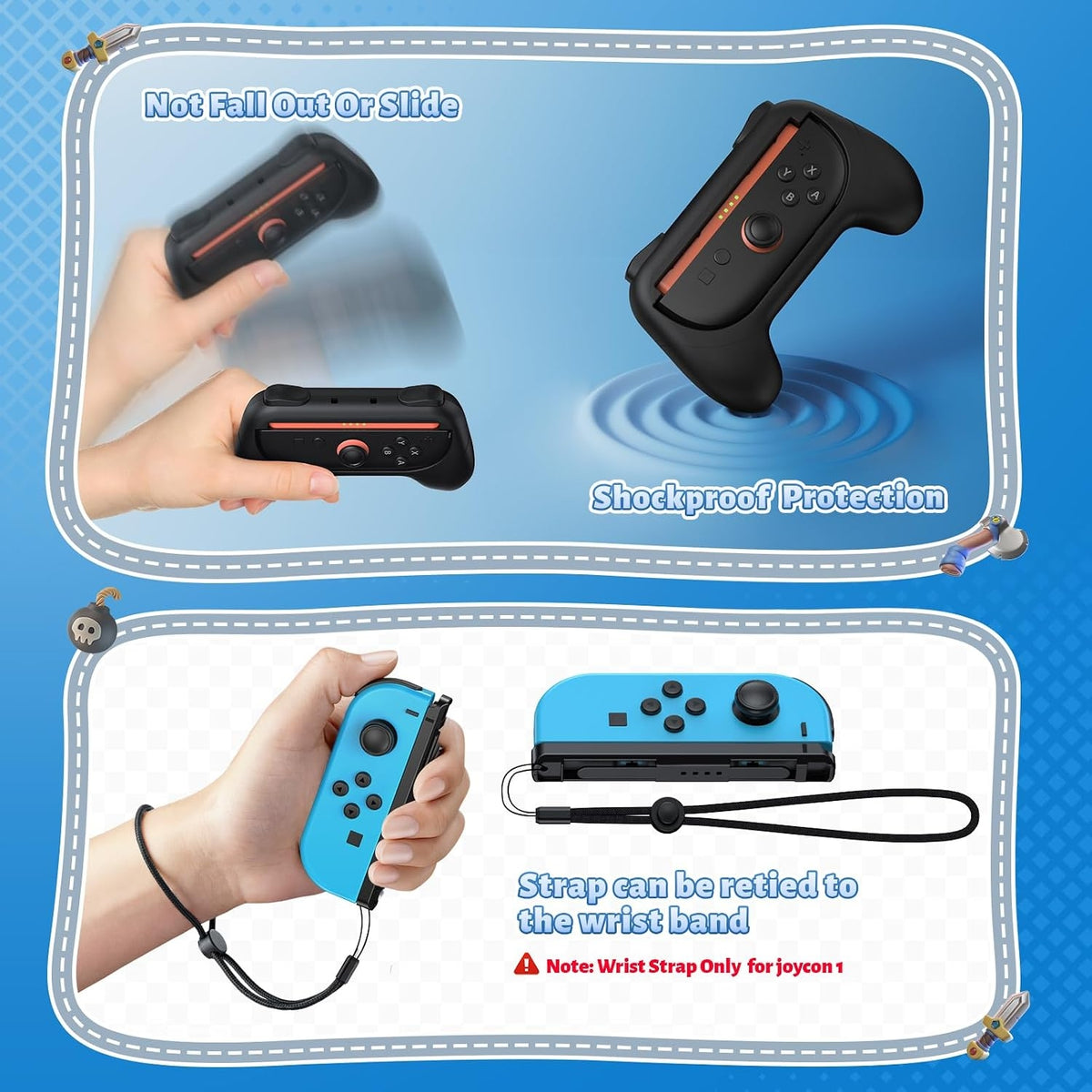 FASTSNAIL Switch Controller Grips for Nintendo Switch 2/1/OLED for Joy-Con