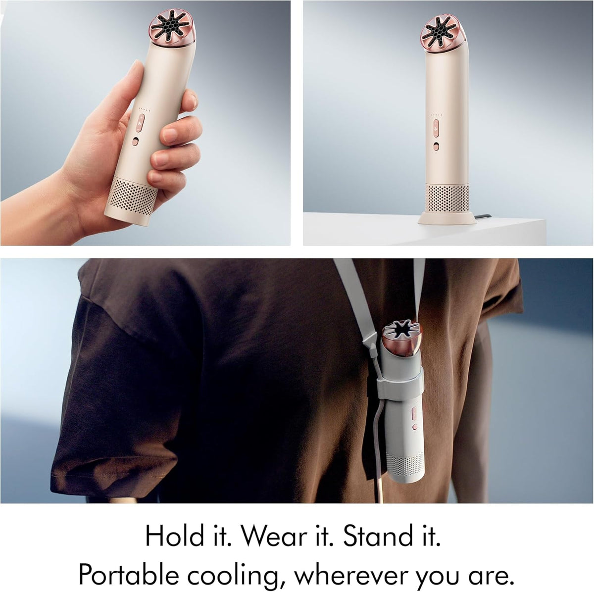 Dyson 3-in-1 HushJet Mini Bladeless Personal Fan, Up to 55mph Airflow, 5 Speeds + Boost Stone/Blush