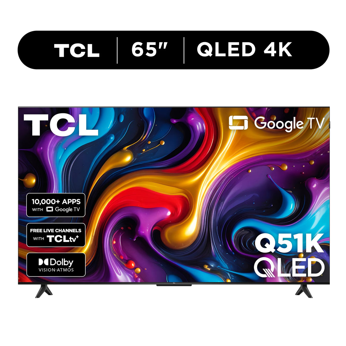 TCL 65" Q Series QLED 4K UHD HDR Smart Google TV, Motion Rate 240, HDR 10+, Auto Game Mode - 65Q51K