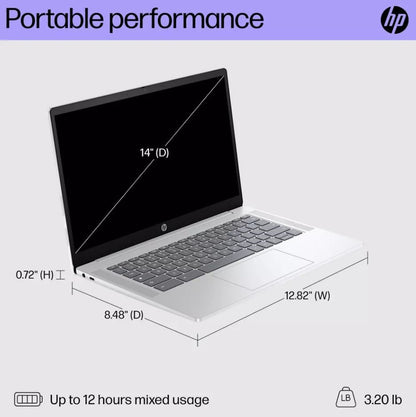 HP 14" Touchscreen Chromebook Intel Pentium N200 4GB/128GB Silver 14A-NF0012TG