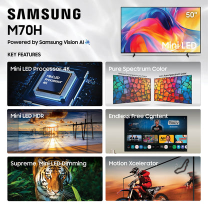 Samsung M70H 50" 4K HDR Smart Mini-LED TV UN50M70HAFXZA