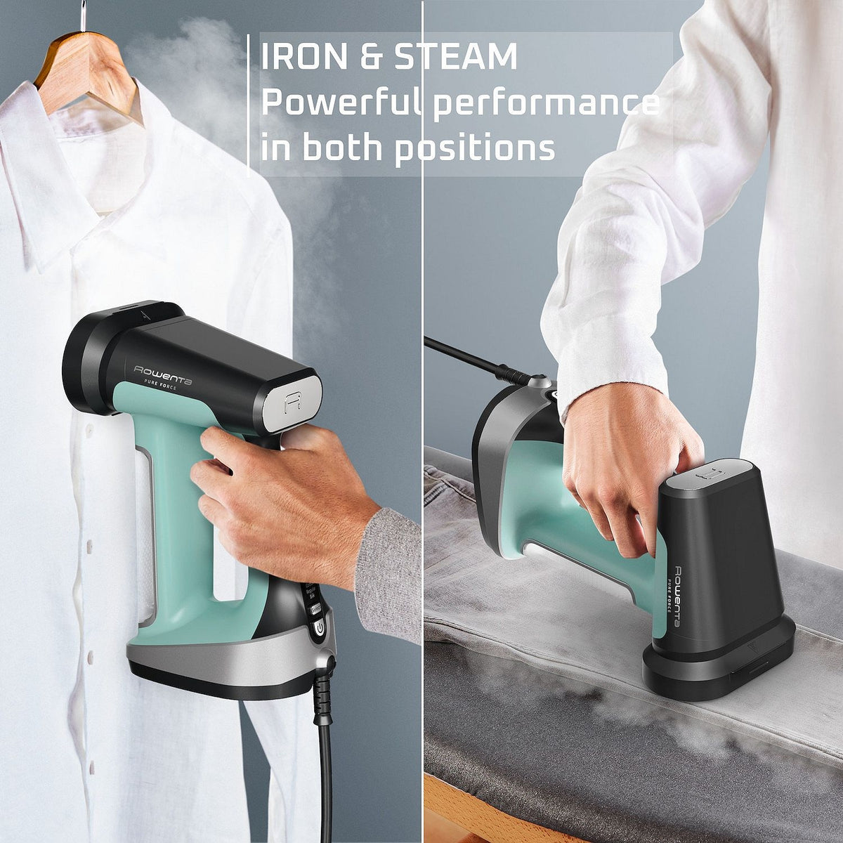 Rowenta Pure Force 2in1 Steamer & Iron: Powerful 1875 Watts, Vertical Steaming & Horizontal Ironing, Auto-off