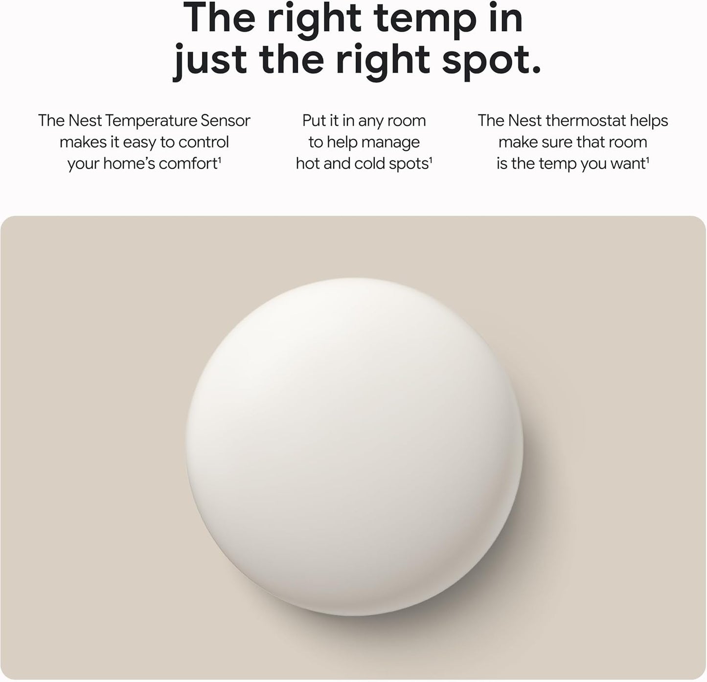 Google - Nest Temperature Sensor (2nd gen) 1-pack - Porcelain GA05552-US