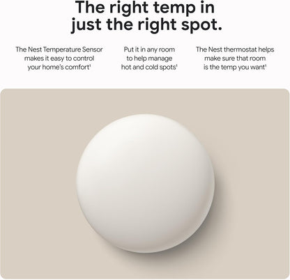 Google - Nest Temperature Sensor (2nd gen) 1-pack - Porcelain GA05552-US