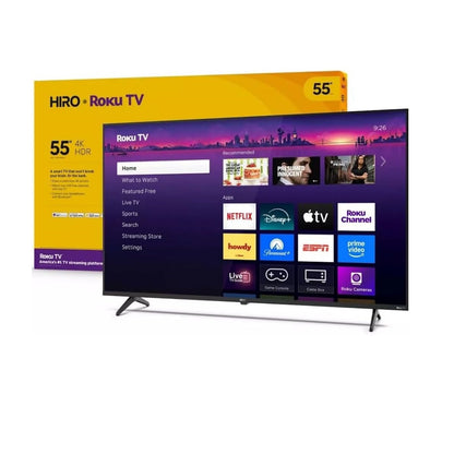 Hiro 55" 4K HDR Smart TV Flat Screen LED Television with Roku TV and Dolby Audio Streaming H55D4C4