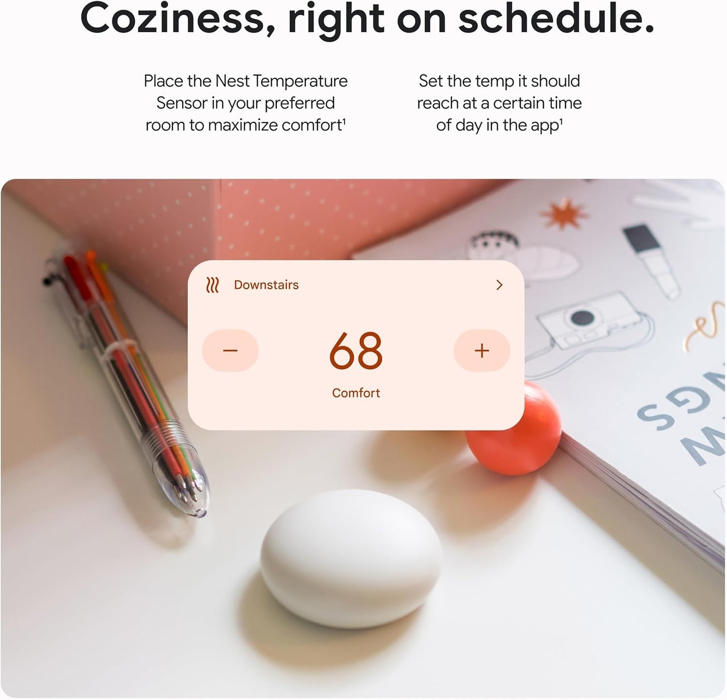 Google - Nest Temperature Sensor (2nd gen) 1-pack - Porcelain GA05552-US