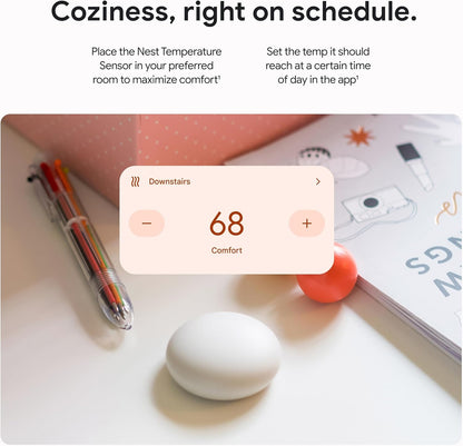Google - Nest Temperature Sensor (2nd gen) 1-pack - Porcelain GA05552-US