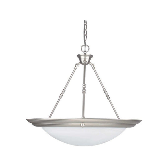 Sunset Lighting 24" 3-Light Pendant w/ Faux Alabaster Glass, Satin Nickel Finish F7680-53