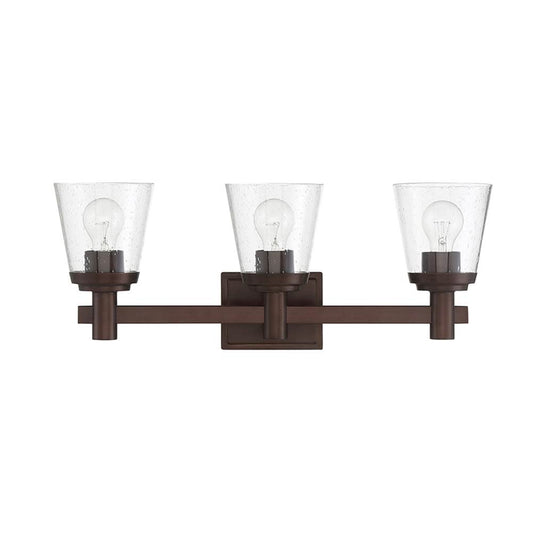 Sunset Lighting Riella 3-Light MB Vanity w/ Clear Seeded Glass Provincial Bronze F24103-64