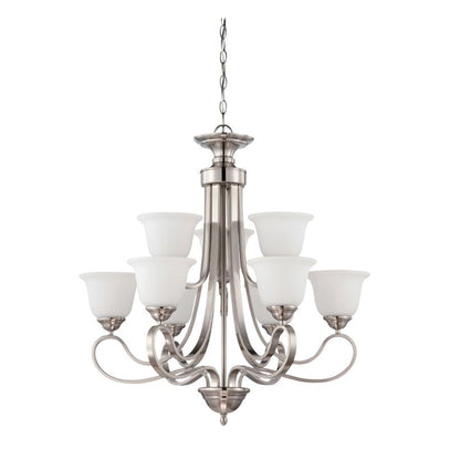 Sunset 9-Light 2 Tiers 60W Chandelier Bright Satin Nickel F16059-80