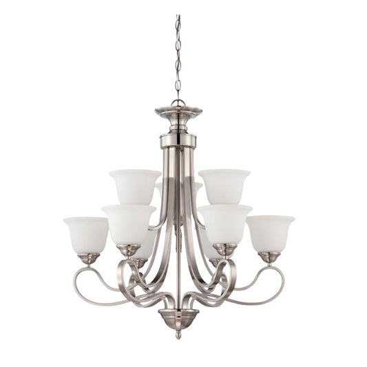 Sunset 9-Light 2 Tiers 60W Chandelier Bright Satin Nickel F16059-80