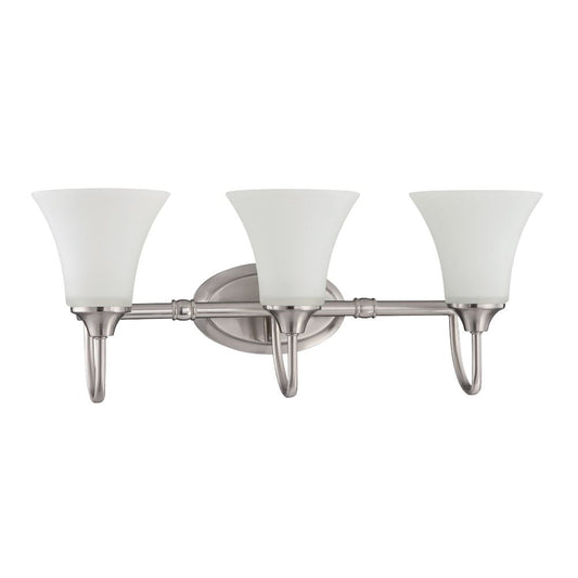 Sunset 3-Light Darby Vanity 100W Bright Satin Nickel F18043-80