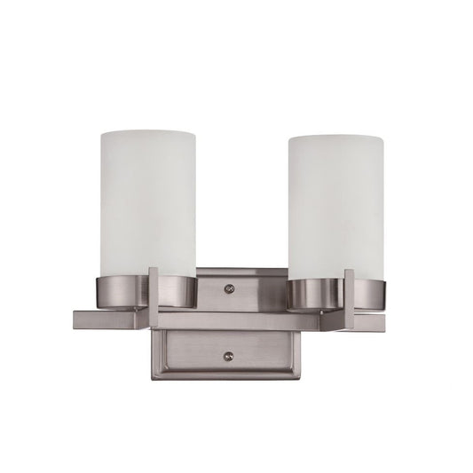 Sunset Lighting 2-Light Luminette Vanity Satin Nickel w/ Opal Glass F2862-80