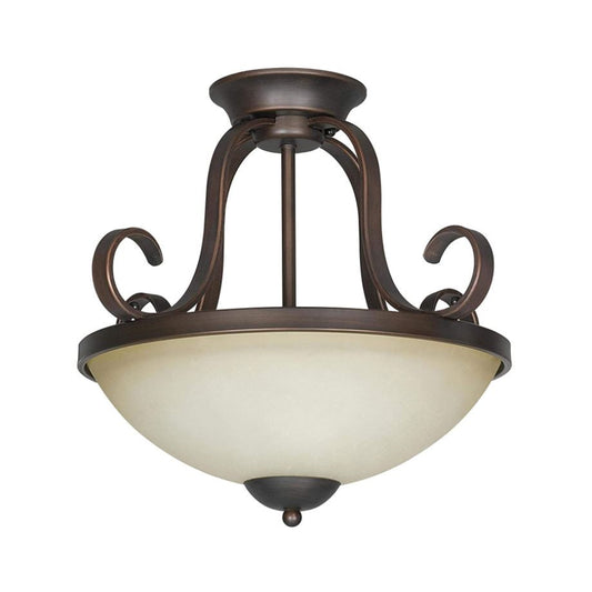 Sunset Lighting Provano 2-Light Semi-Flush Mount, Tique Finish w/ Buttercup Glass - F5266-26