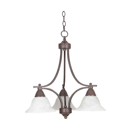 Sunset Lighting 3-Light Chandelier w/ Faux Alabaster Glass, Painted Pewter Finish - F5160-54