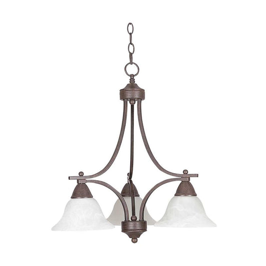 Sunset Lighting 3-Light Chandelier w/ Faux Alabaster Glass, Painted Pewter Finish - F5160-54