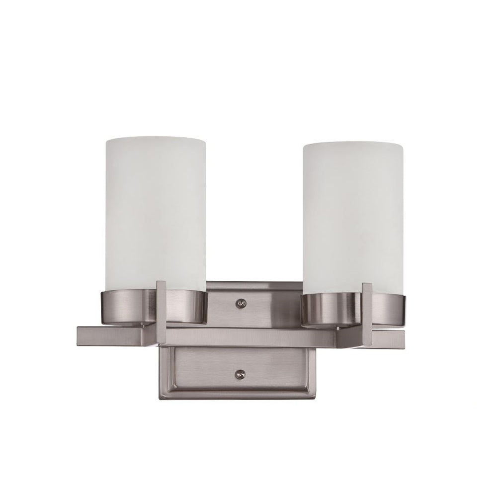 Sunset Lighting 2-Light Luminette Vanity Satin Nickel w/ Opal Glass F2862-80
