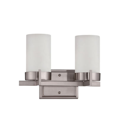 Sunset Lighting 2-Light Luminette Vanity Satin Nickel w/ Opal Glass F2862-80
