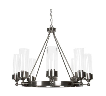 Sunset Lighting F17118-57 Esquire Eight Light Chandelier- Clear Glass, Dimmable - With Antique Gunmetal Finish