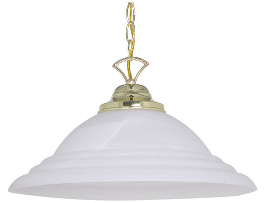 Sunset Lighting 16" Pendant with Faux Alabaster Glass, Polished Brass Finish F6978-10