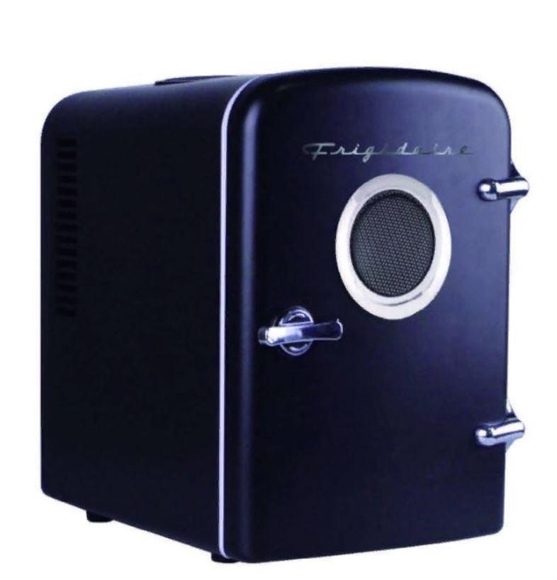 Frigidaire EFMIS151-BLACK Portable Retro 6-can Mini Fridge Built-in Bluetooth Speaker