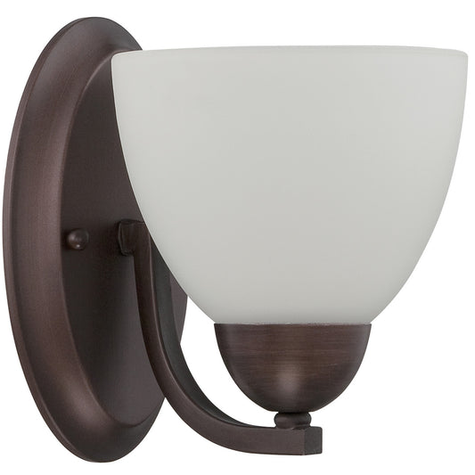 Sunset Lighting 1-Light Preston Wall Sconce Vanity Provincial Bronze, 100W Opal Etched Glass F16091-64