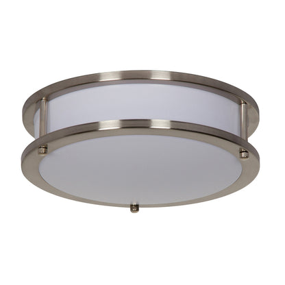 Sunset Lighting 10" LED Flush Mount 16W 4000K Etched White Opal Acrylic Lens, Dimmable Bright Satin Nickel Finish  F9910-80-4K
