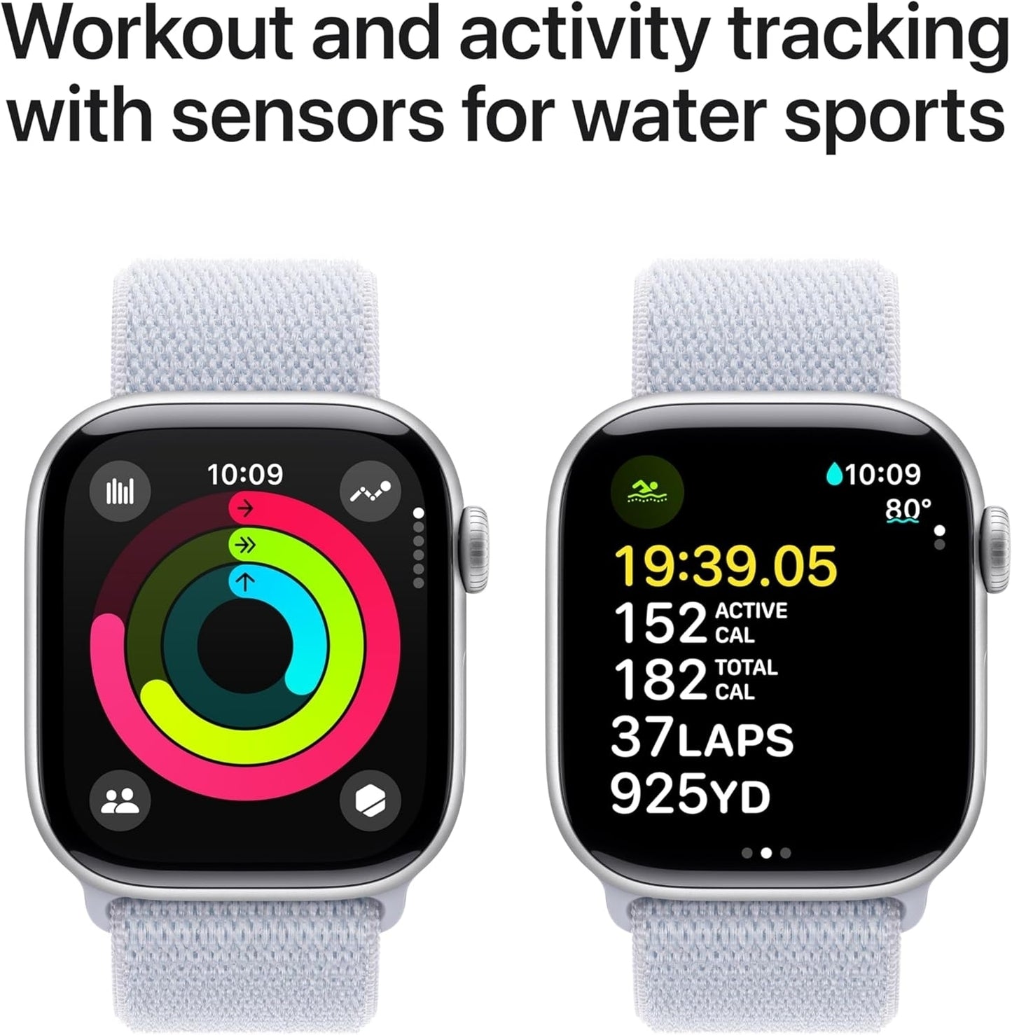 Apple Watch Series 10 42mm Aluminum Case Blue Cloud Sport Loop Silver MWWD3LW/A
