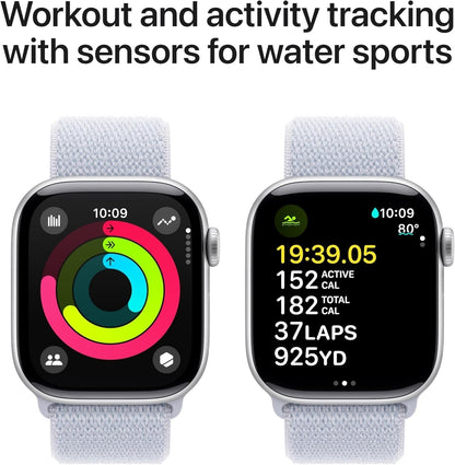 Apple Watch Series 10 42mm Aluminum Case Blue Cloud Sport Loop Silver MWWD3LW/A