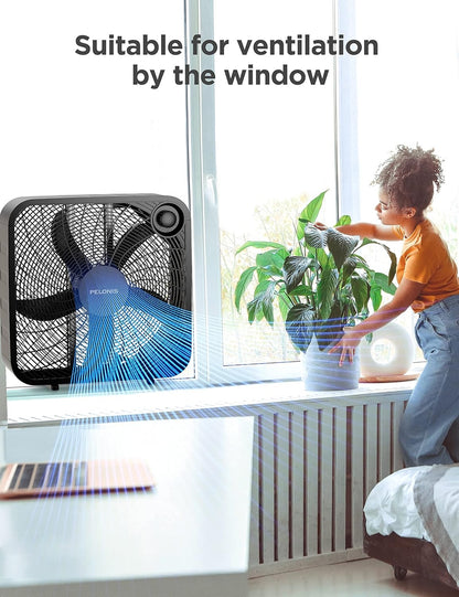Pelonis 3-Speed Box Fan Black PFB50A2ABB-V