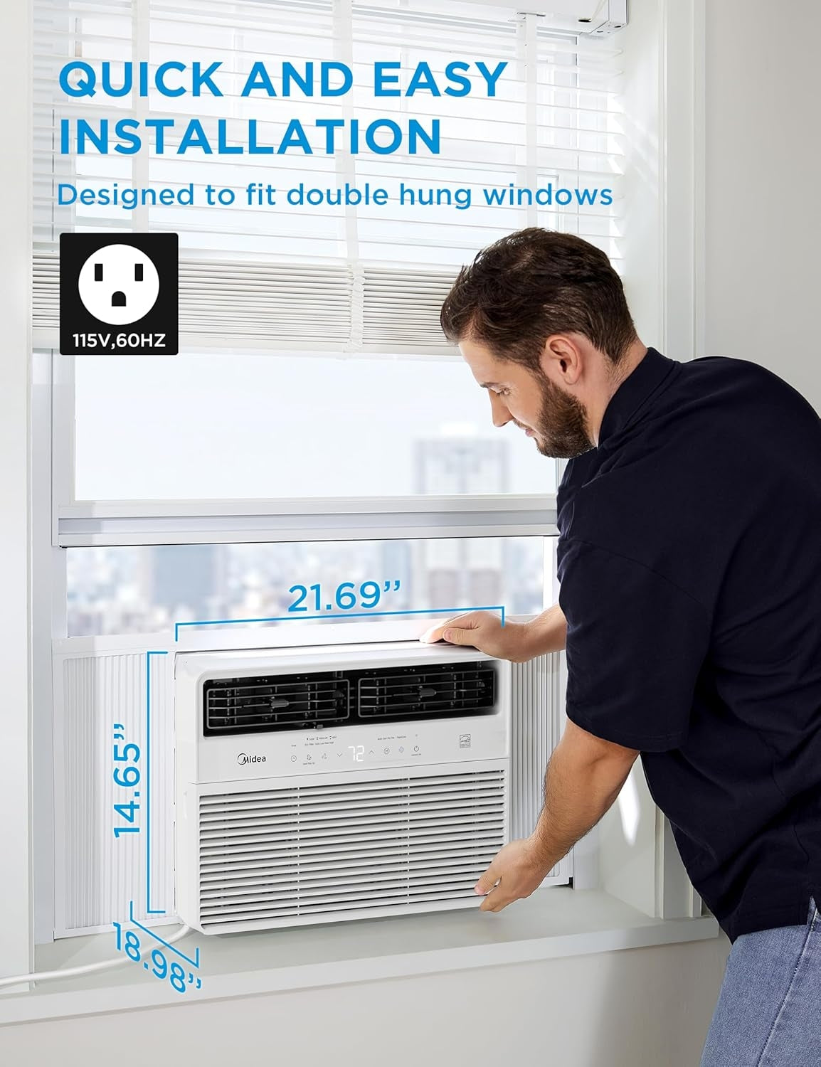 Midea MAW14S1VWT-A 14,000 BTU Smart Inverter Window AC Unit w/ APP, Remote, Cools up to 700 Sq Ft, White