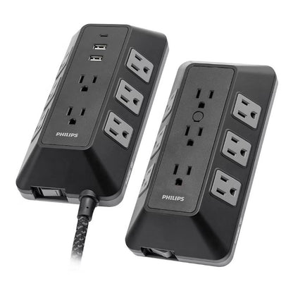 Philips 17-Outlet Surge Tap/Protector Combo Pack Black/Gray SPP9853B37