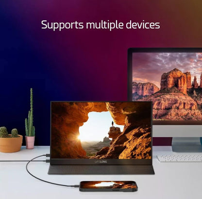 Lifelong 15.6" 1080P Portable Monitor G70-T IPS, Built-In Speakers, 60Hz, HDMI & USB-C