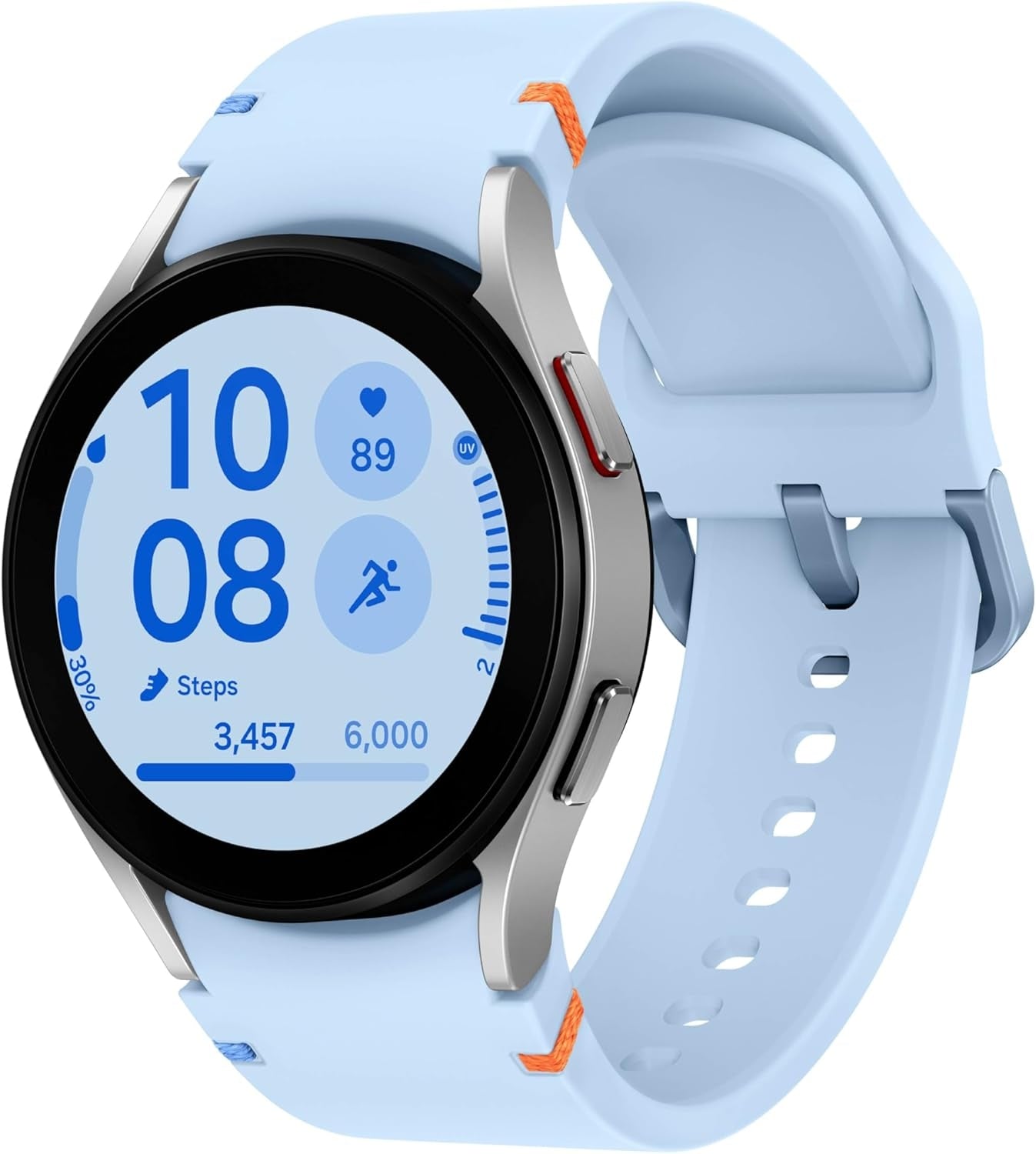 Samsung - Galaxy Watch FE Aluminum Smartwatch 40mm LTE with Blue Band Silver (2024) SM-R866UZSAXAA