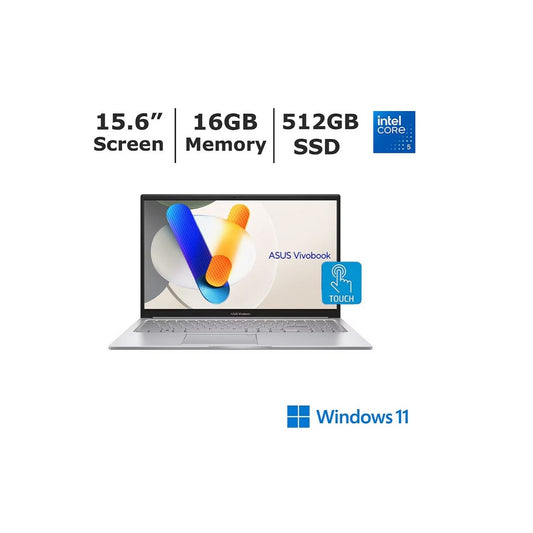 ASUS Vivobook 15.6" FHD Touchscreen Notebook, Intel Core 5 Processor, 16GB/ 512GB SSD Win 11, Silver 90NB13Y2-M00890