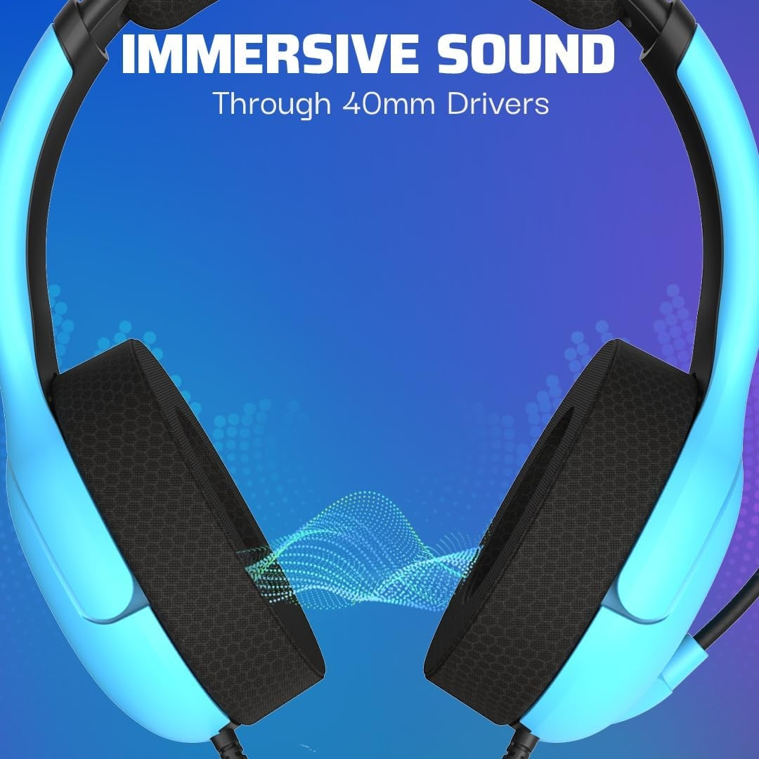 PDP AIRLITE Wired Stereo Gaming Headset – Sony PlayStation 4, PS5 and Windows Blue PC 052-011-BL