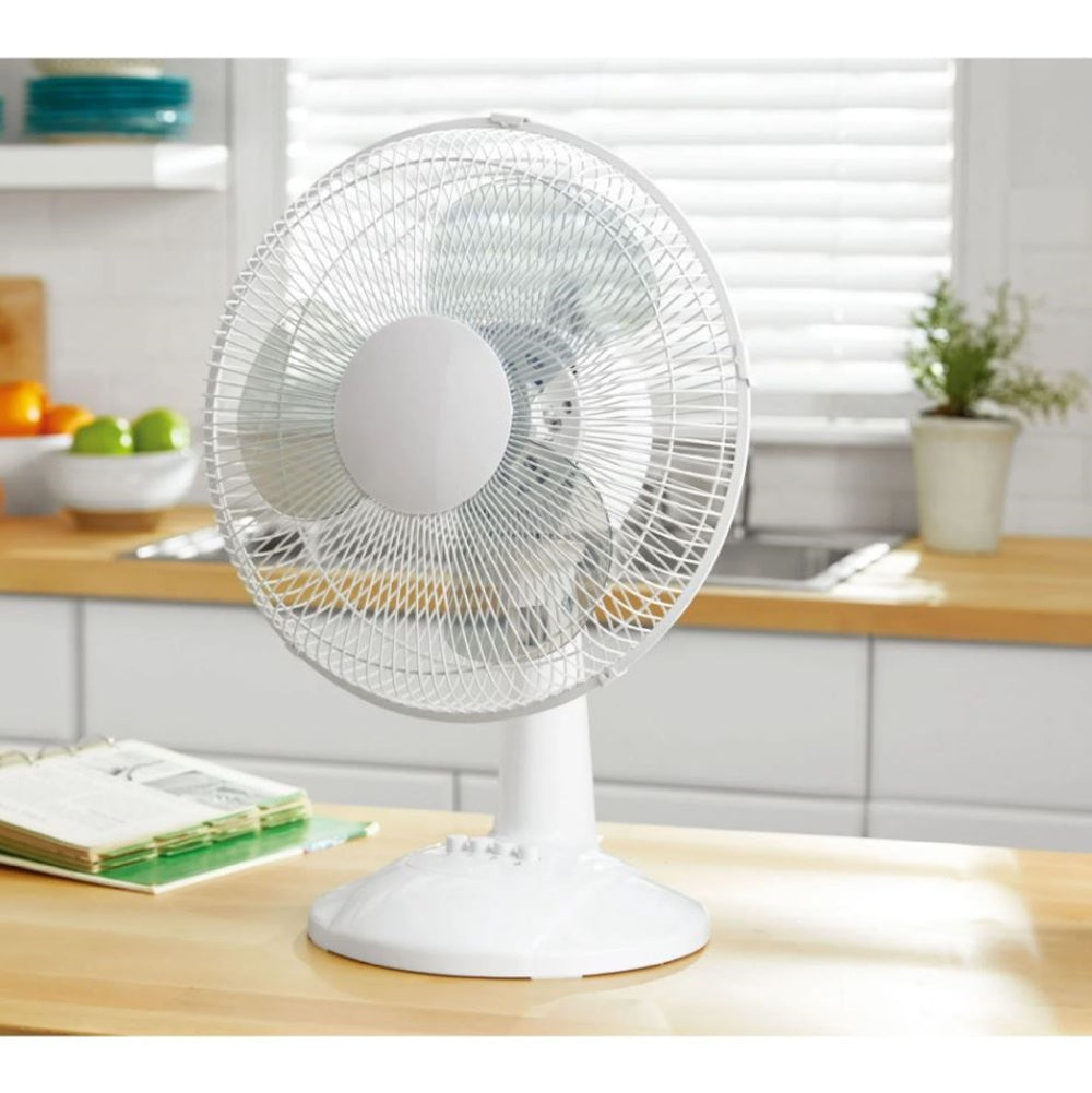 Mainstays 12" 3-Speed Oscillating Table Fan White FT30-8MBW