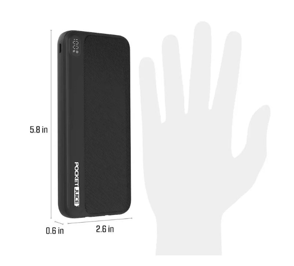 Pocket Juice - Endurance 10K Portable 10000 mah Power Bank and Charger with USB-C and Lightning Cables