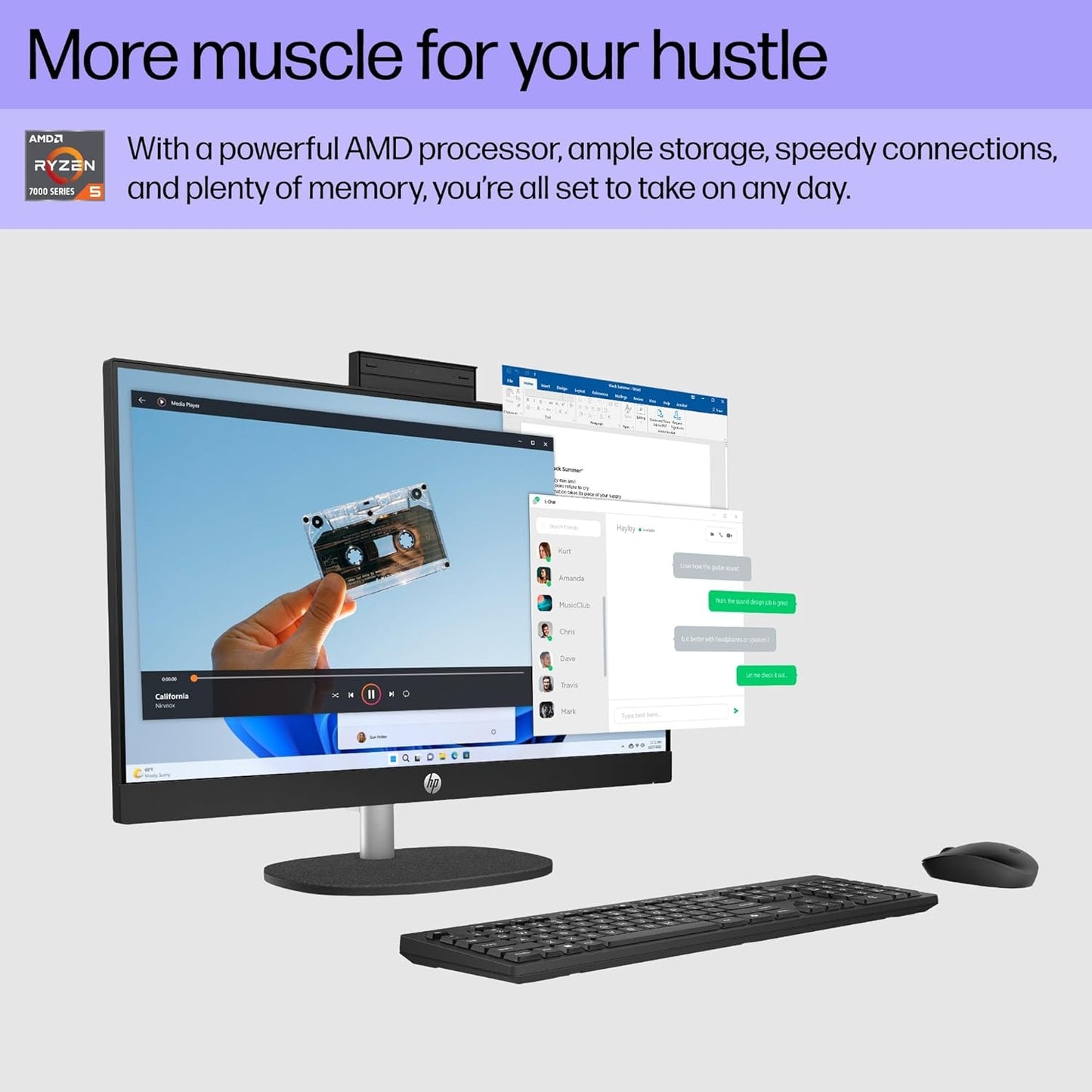 HP 23.8 inch Touch All-in-One Desktop PC AMD Ryzen 5 7520U 16GB 1TB SSD, Win 11 Home Jet Black B88DDAA#ABA