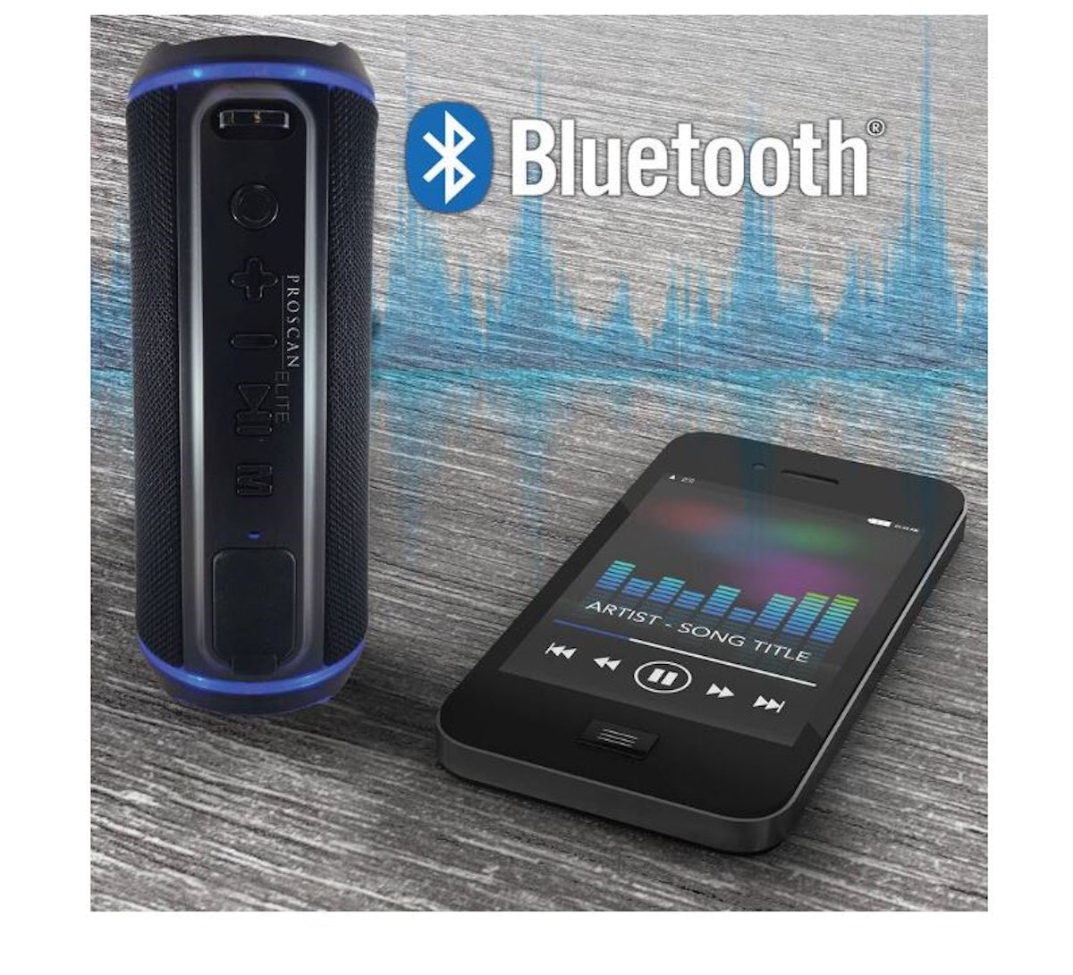 Proscan - Elite Portable Light-up Waterproof Bluetooth Speaker with 360° Sound, FM Radio, PESP1708 - Black