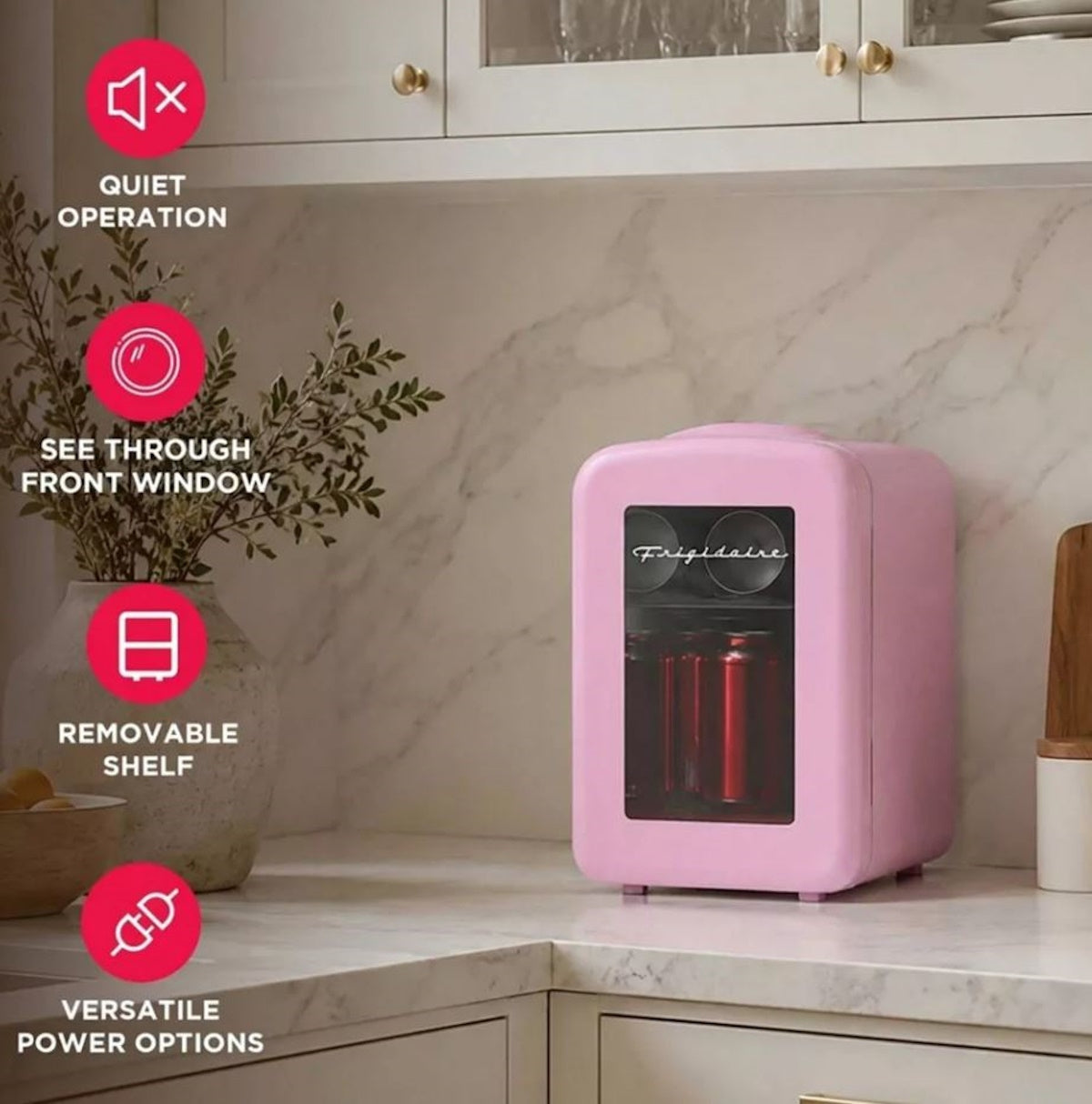 Frigidaire 6 Can Mini Personal Dorm Fridge Cooler Pink EFMIS190-PINK