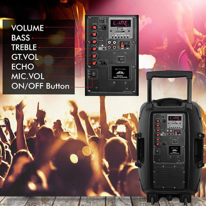 Technical Pro Red 15" Rechargeable Bluetooth LED Loudspeaker Package with Tripod & Microphone PARTY15RPKG2