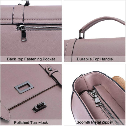 Women's 15.6 Inch Laptop Briefcase, Vintage Purple Saffiano Eco-Leather, 4 Large Compartments